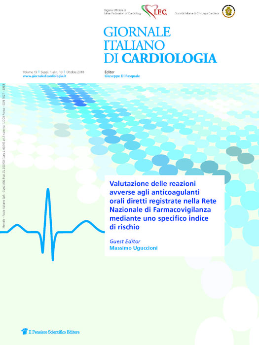 2018 Vol. 19 Suppl. 1 al N. 10 OttobreValutazione delle reazioni avverse agli anticoagulanti orali diretti registrate nella Rete Nazionale di Farmacovigilanza mediante uno specifico indice di rischio