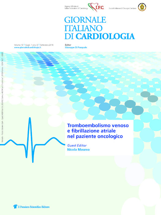 2018 Vol. 19 Suppl. 1 al N. 9 SettembreTromboembolismo venoso e fibrillazione atriale nel paziente oncologico