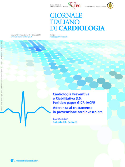 2018 Vol. 19 Suppl. 3 al N. 10 OttobreCardiologia Preventiva e Riabilitativa 3.0. Position paper GICR-IACPR - Aderenza al trattamento in prevenzione cardiovascolare