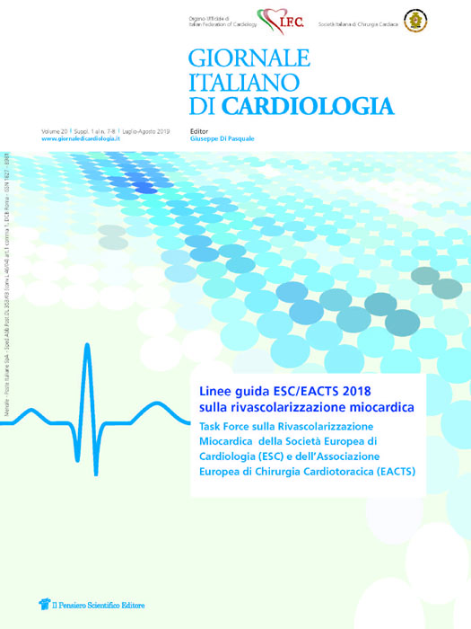 2019 Vol. 20 Suppl. 1 al N. 7 Luglio-AgostoLinee guida ESC/EACTS 2018 sulla 
rivascolarizzazione miocardica