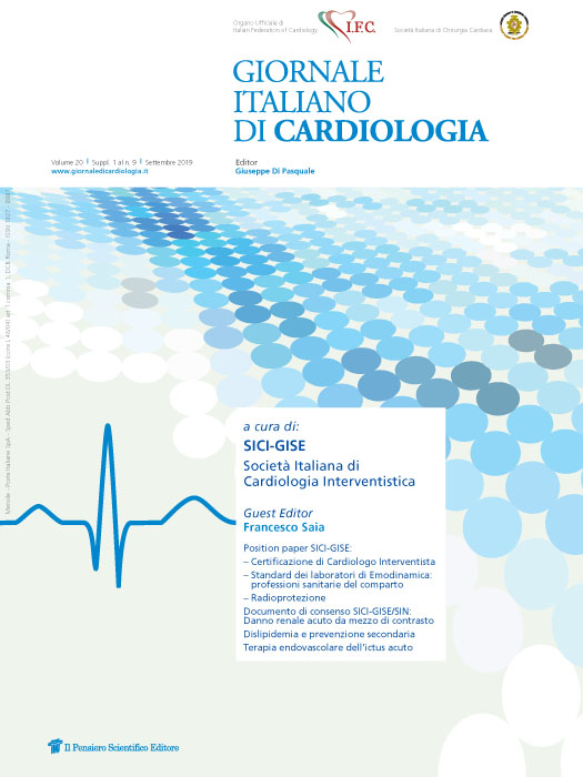 2019 Vol. 20 Suppl. 1 al N. 9 Settembrea cura di: SICI-GISE Società Italiana di Cardiologia Interventistica