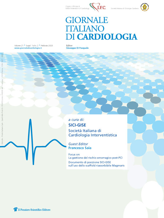 2020 Vol. 21 Suppl. 1 al N. 2 Febbraioa cura di: SICI-GISE Società Italiana di Cardiologia Interventistica