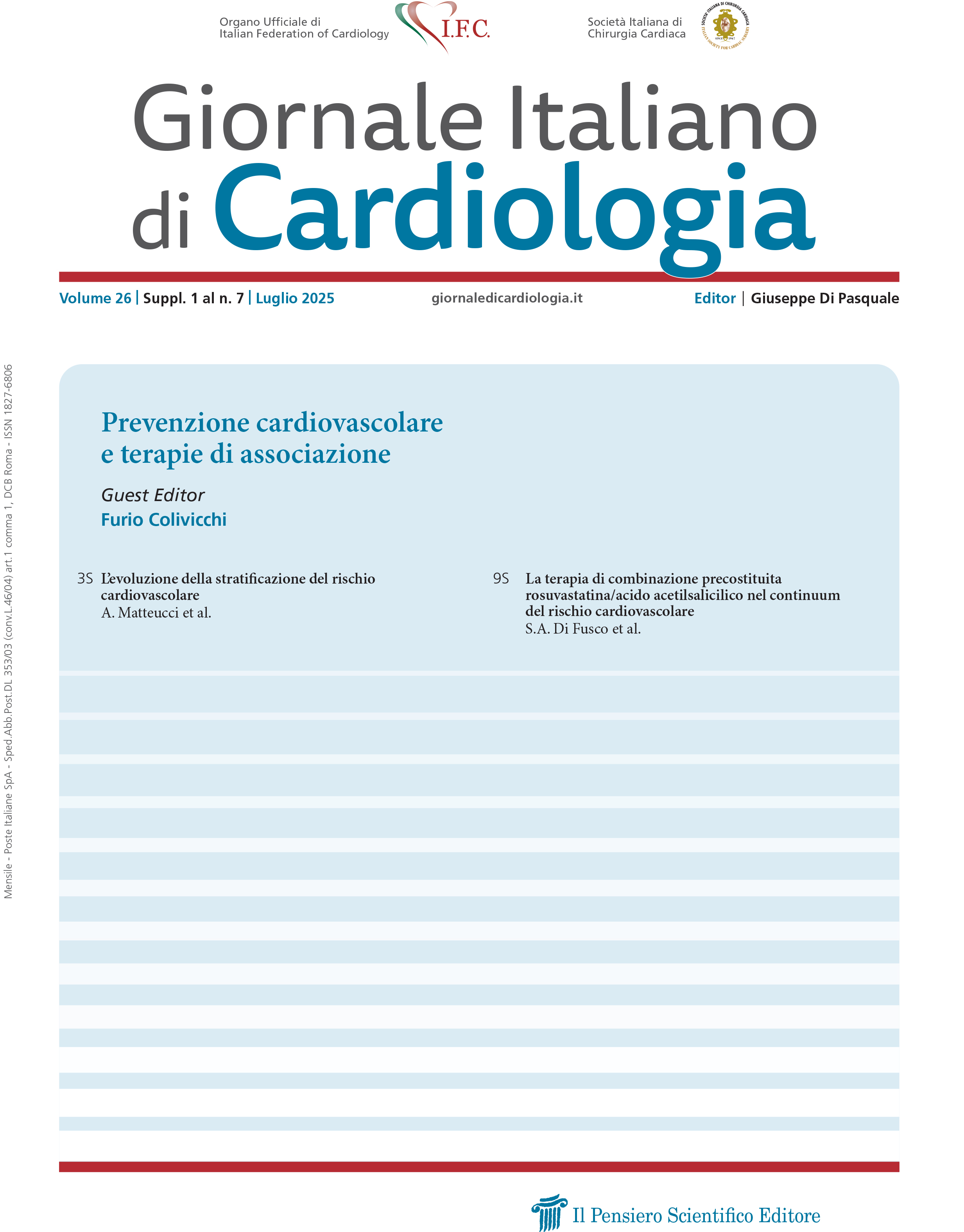 2025 Vol. 26 Suppl. 1 al N. 7 LuglioPrevenzione cardiovascolare e terapie di associazione